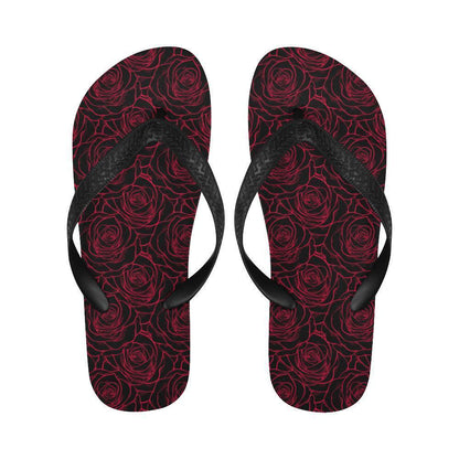 Red Rose Design Print Flip Flops-JTAMIGO.COM