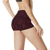 Red Rose Design Print High Waisted Spandex Shorts-JTAMIGO.COM