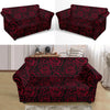 Red Rose Design Print Loveseat Slipcover-JTAMIGO.COM