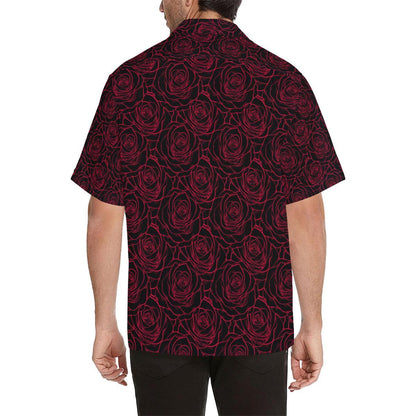 Red Rose Design Print Men Aloha Hawaiian Shirt
