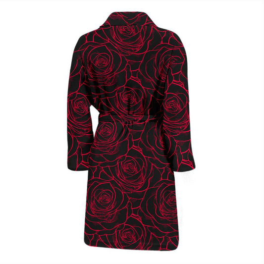 Red Rose Design Print Men Bath Robe-JTAMIGO.COM