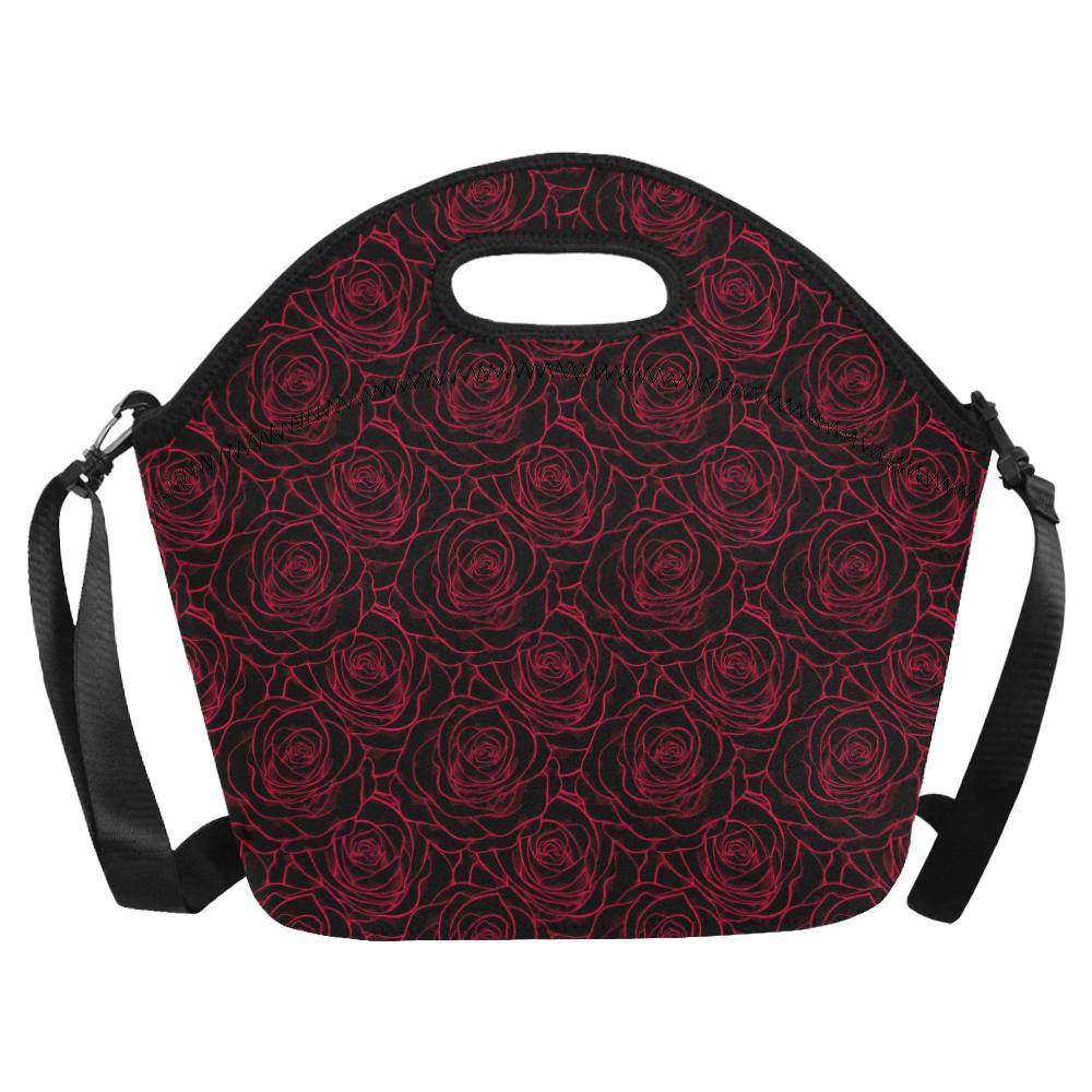 Red Rose Design Print Neoprene Lunch Bag (Model 1669)(Large)-JTAMIGO.COM