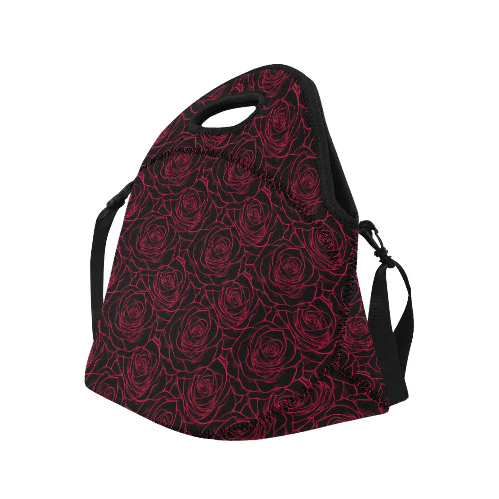 Red Rose Design Print Neoprene Lunch Bag (Model 1669)(Large)-JTAMIGO.COM