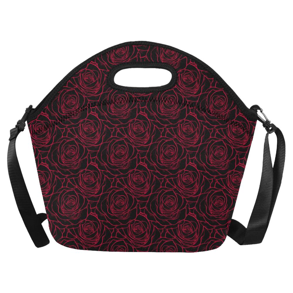 Red Rose Design Print Neoprene Lunch Bag (Model 1669)(Large)-JTAMIGO.COM