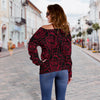 Red Rose Design Print Off Shoulder Sweatshirt