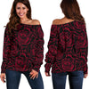 Red Rose Design Print Off Shoulder Sweatshirt