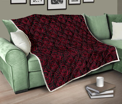 Red Rose Design Print Premium Quilt-JTAMIGO.COM