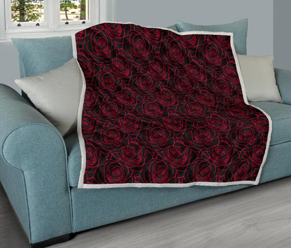 Red Rose Design Print Premium Quilt-JTAMIGO.COM
