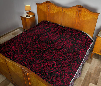 Red Rose Design Print Premium Quilt-JTAMIGO.COM