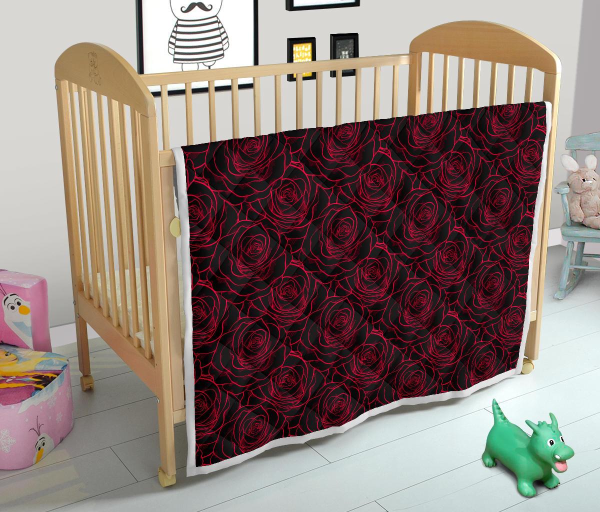 Red Rose Design Print Premium Quilt-JTAMIGO.COM