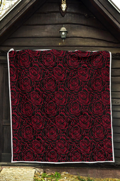 Red Rose Design Print Premium Quilt-JTAMIGO.COM