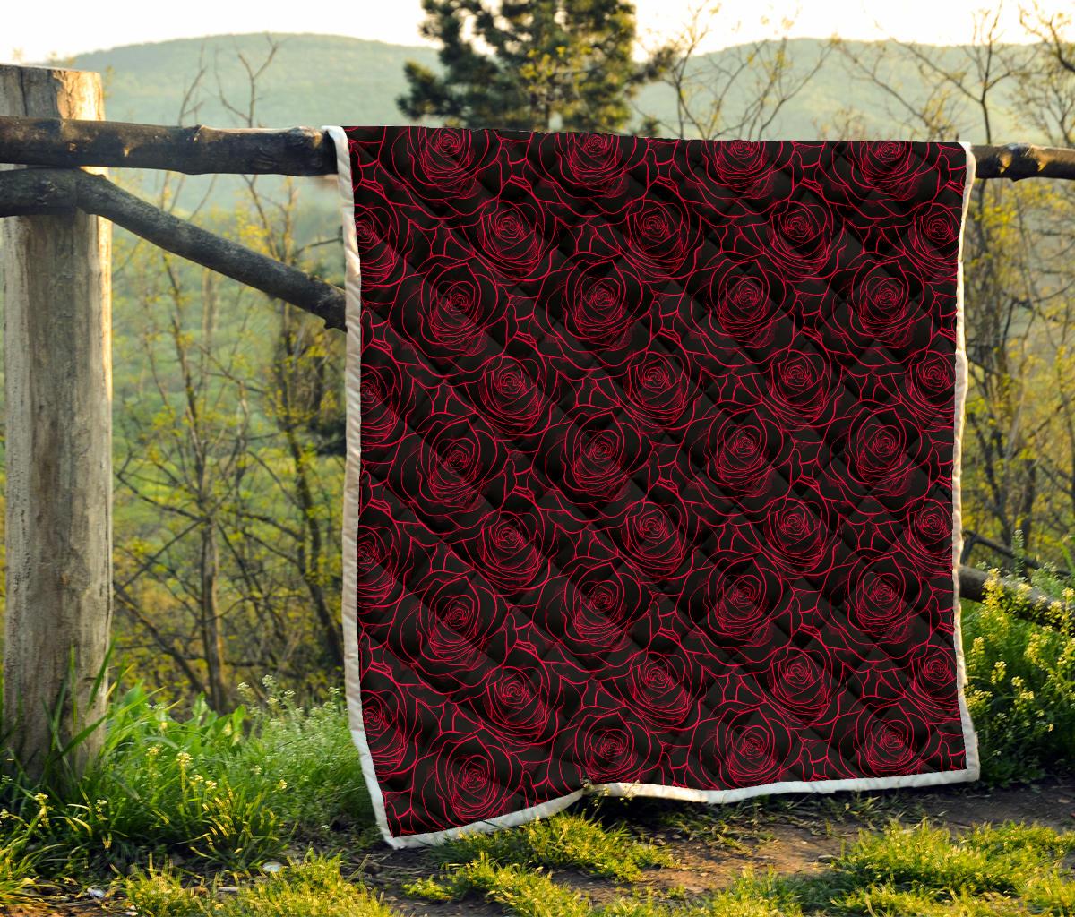 Red Rose Design Print Premium Quilt-JTAMIGO.COM
