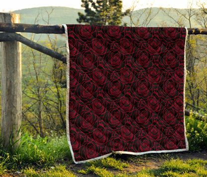 Red Rose Design Print Premium Quilt-JTAMIGO.COM