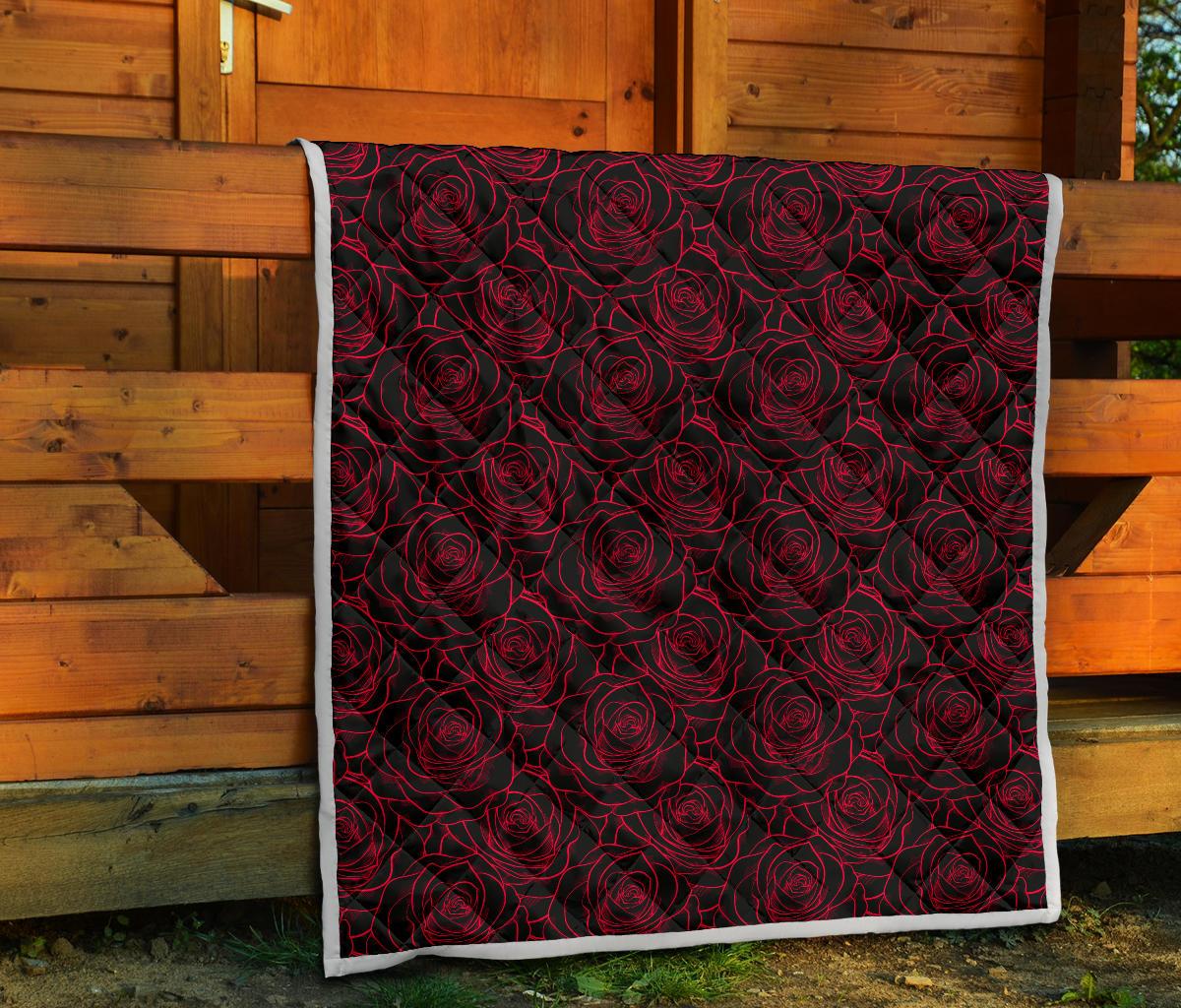 Red Rose Design Print Premium Quilt-JTAMIGO.COM