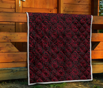 Red Rose Design Print Premium Quilt-JTAMIGO.COM