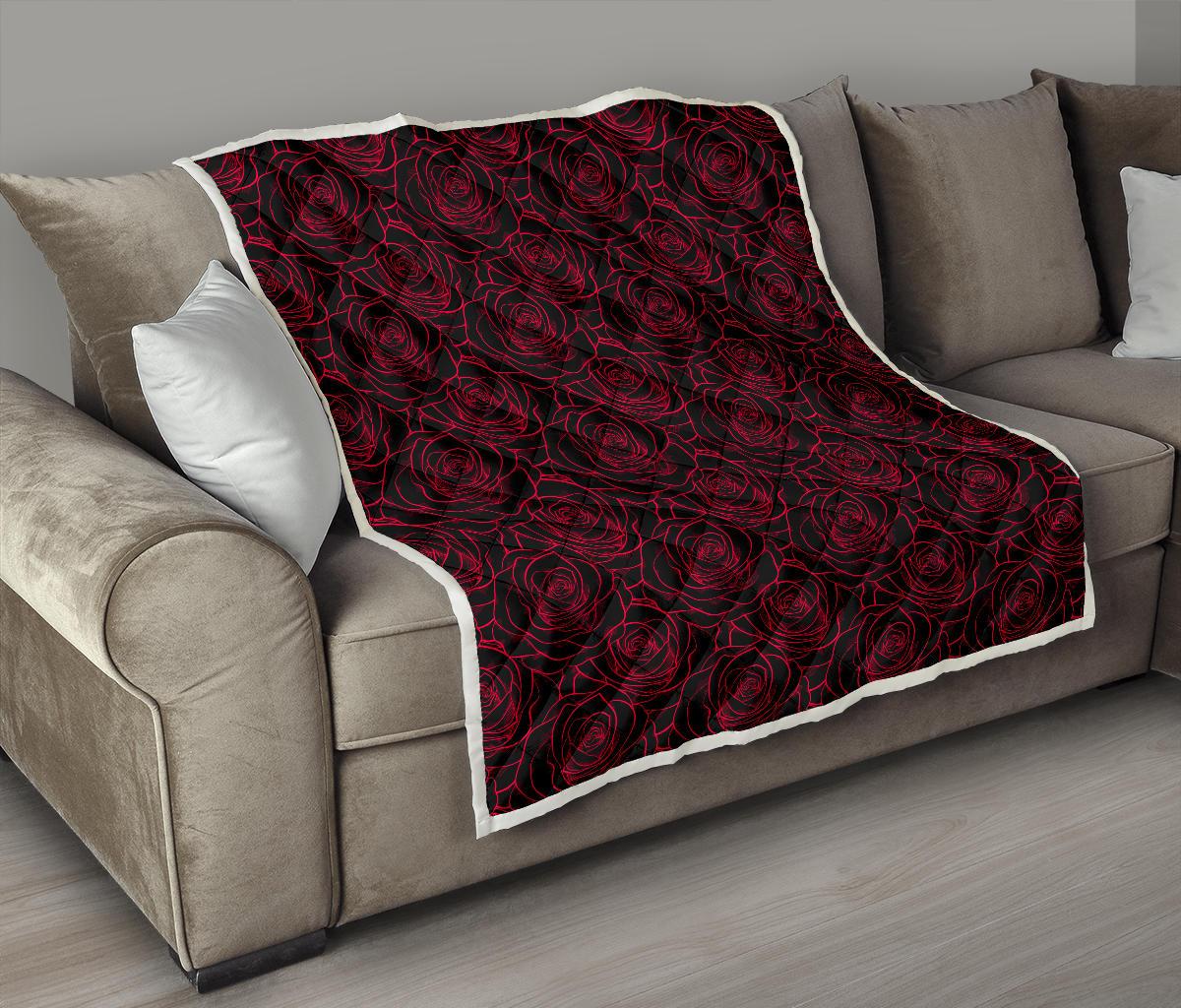 Red Rose Design Print Premium Quilt-JTAMIGO.COM