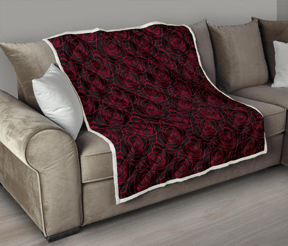 Red Rose Design Print Premium Quilt-JTAMIGO.COM