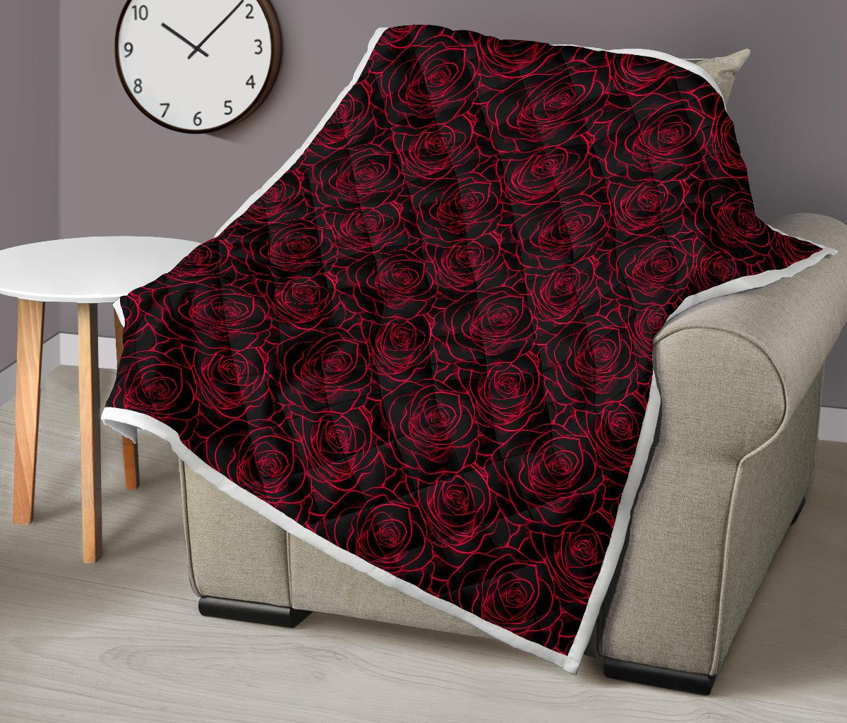 Red Rose Design Print Premium Quilt-JTAMIGO.COM