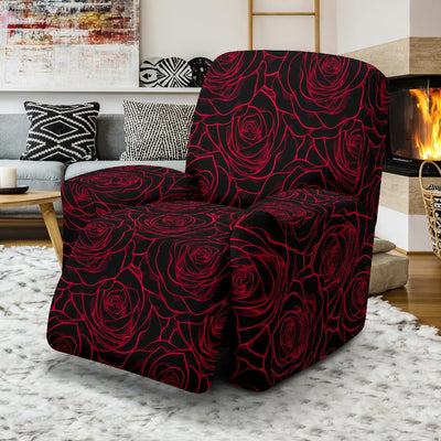 Red Rose Design Print Recliner Slipcover-JTAMIGO.COM