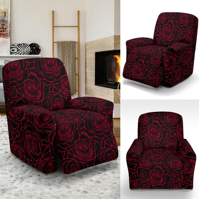 Red Rose Design Print Recliner Slipcover-JTAMIGO.COM