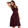 Red Rose Design Print Sleeveless Dress