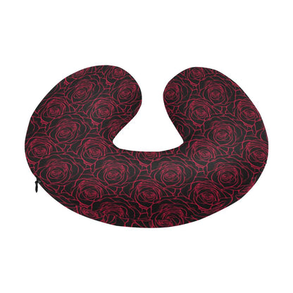 Red Rose Design Print U-Shaped Travel Neck Pillow-JTAMIGO.COM