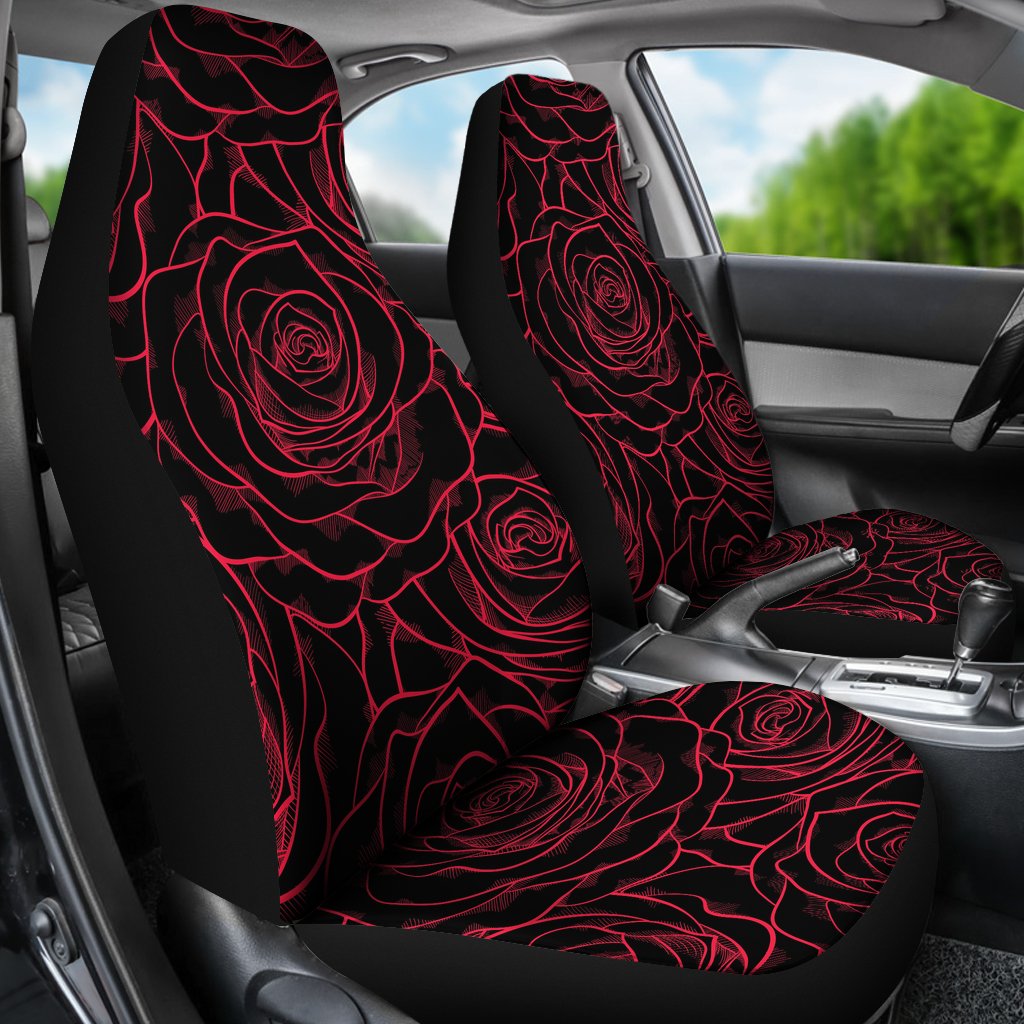 Red Rose Design Print Universal Fit Car Seat Covers