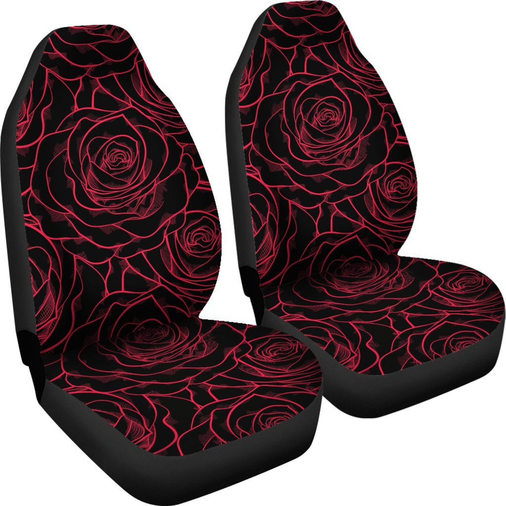 Red Rose Design Print Universal Fit Car Seat Covers