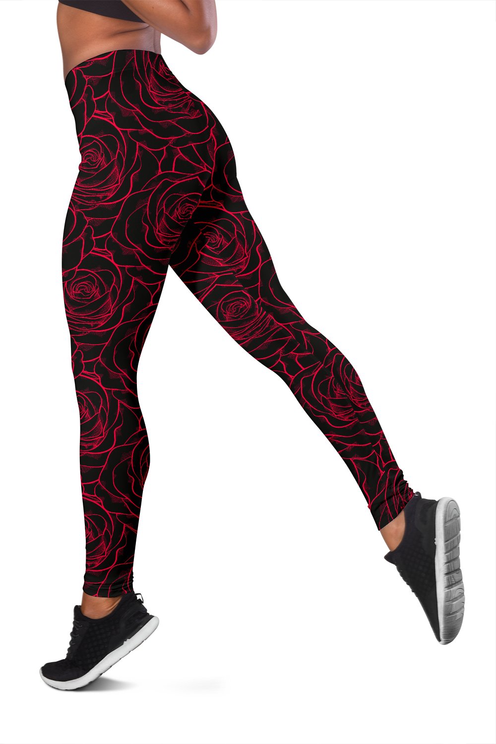 Red Rose Design Print Women Leggings