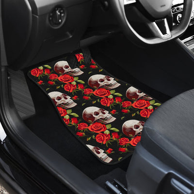 Red Rose Skull Design Print Car Floor Mats