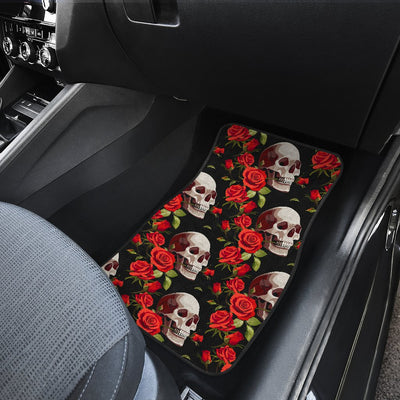 Red Rose Skull Design Print Car Floor Mats