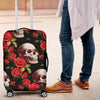Red Rose Skull Design Print Luggage Cover Protector