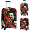 Red Rose Skull Design Print Luggage Cover Protector