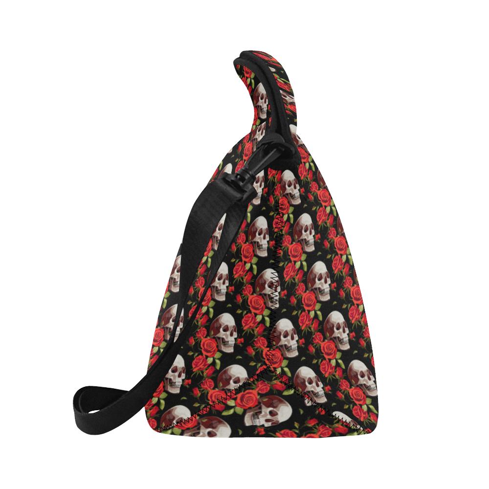 Red Rose Skull Design Print Neoprene Lunch Bag (Model 1669)(Large)-JTAMIGO.COM