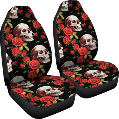 Red Rose Skull Design Print Universal Fit Car Seat Covers