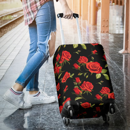 Red Rose Themed Print Luggage Cover Protector
