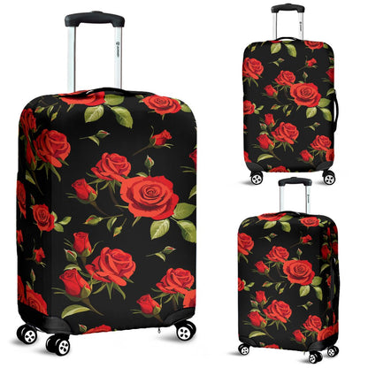 Red Rose Themed Print Luggage Cover Protector