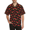 Red Rose Themed Print Men Aloha Hawaiian Shirt
