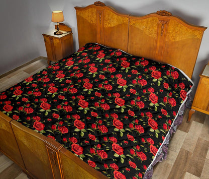 Red Rose Themed Print Premium Quilt-JTAMIGO.COM