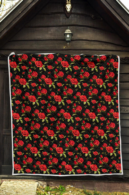 Red Rose Themed Print Premium Quilt-JTAMIGO.COM