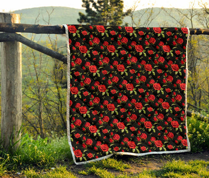 Red Rose Themed Print Premium Quilt-JTAMIGO.COM