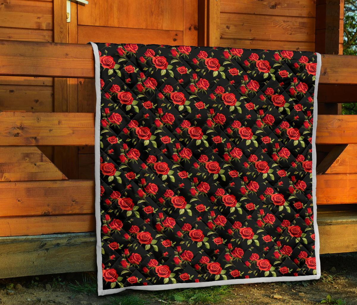 Red Rose Themed Print Premium Quilt-JTAMIGO.COM