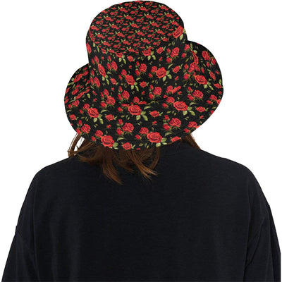 Red Rose Themed Print Unisex Bucket Hat