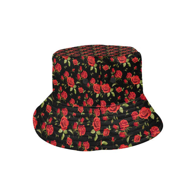 Red Rose Themed Print Unisex Bucket Hat