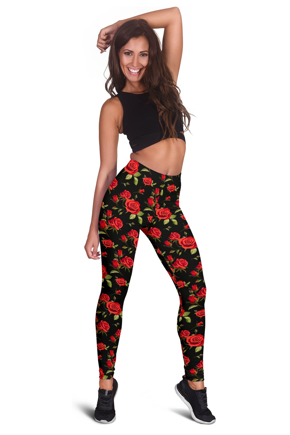 Red Rose Themed Print Women Leggings