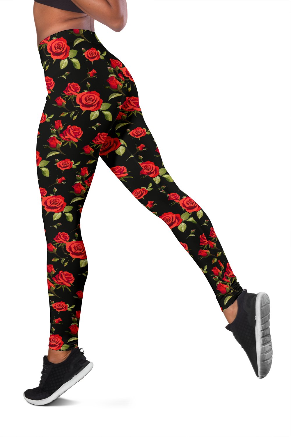 Red Rose Themed Print Women Leggings