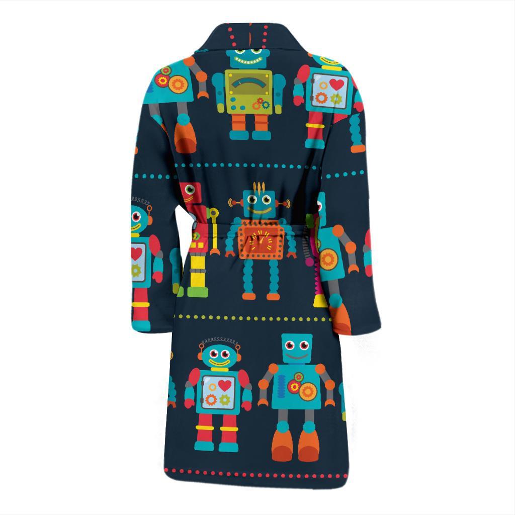 Robot Pattern Print Design A01 Men Bathrobe-JORJUNE.COM