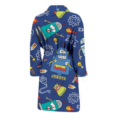 Robot Pattern Print Design A03 Men Bathrobe-JORJUNE.COM