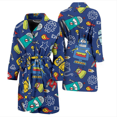Robot Pattern Print Design A03 Men Bathrobe-JORJUNE.COM