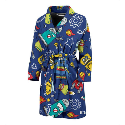Robot Pattern Print Design A03 Men Bathrobe-JORJUNE.COM